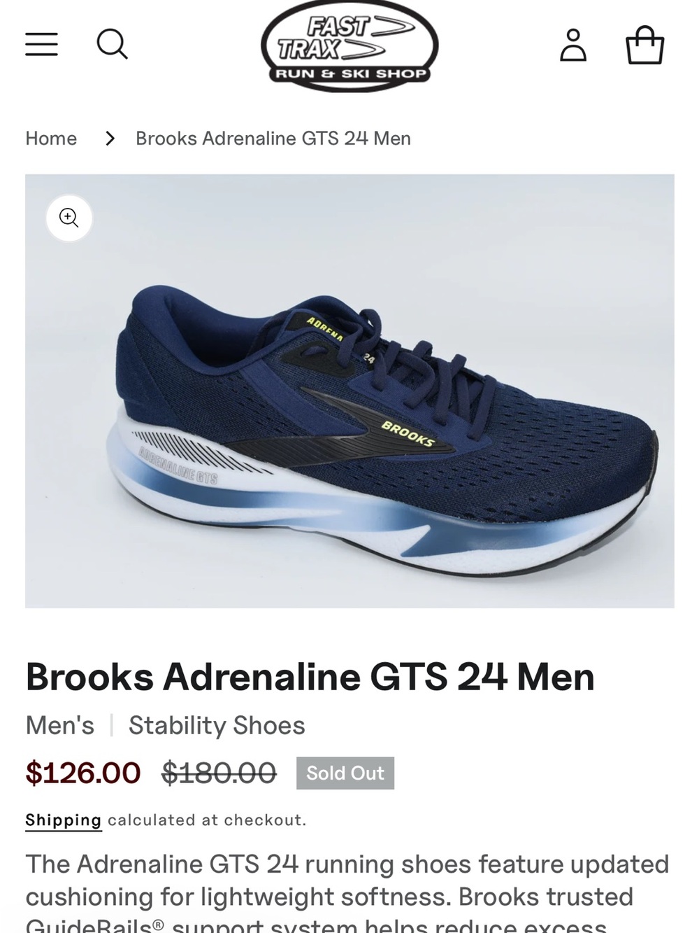 Brooks Men's Adrenaline GTS 24 Navy with Black and Lime - Picture 4 of 12